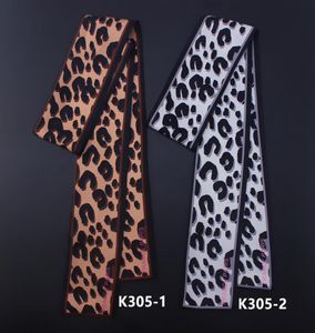 Good quality 130cm6cm Maitong silk scarf Autumn European leopard print Small female tied bag handle Handbag Twill Scarves Ribbons1233384