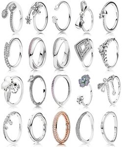 Oryginalne 100 925 Sterling Srebrne Olśniewające Daisies Wedding Pierścienie dla kobiet Model Bow Ring Temperament Pierścień Whole Fine JE4673697