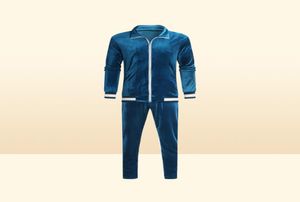 Fall Winter Men Rastreos Geométricos Sorto Jogger Two Velor 2 Peça Conjunto de Velvet Tracksuit2781134