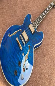 Blue Jazz Electric Guitar Double vivelted Maple Gold Hardware3788673