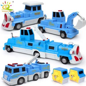 Decompression Toy 10PCS Construction Engineering Excavator Magnetic Building Blocks DIY Magic Train Truck Vehicle Educational Toys For Children 240413