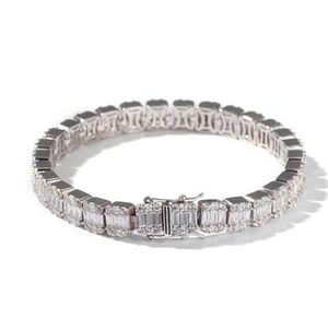 Hiphop Silver Square Diamond Bracelet Tenns Bracelet 7inch 8Quotinch 86mm Dimonds Bangles Braceles1876542シミュレーション