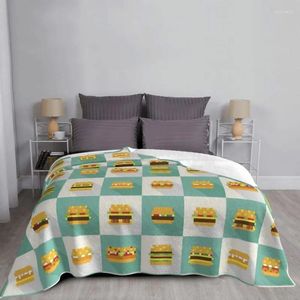 Decken Hamburger Burger Decke Fleece Spring/Herbst Fast Food Tragbarer weicher Wurf für Bettauto Teppichstück