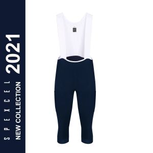 Pants SPEXCEL2021 NEW Cargo 3/4 Bib Pants Thermal Fleece Bib Shorts With Side Pocket With High Density Pad Cycling Bottom Navy