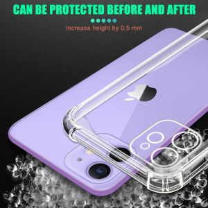 Transparent Shockproof Phone Case For iPhone 11 12 13 14 15 Pro Max mini Soft Silicone Shell X XR XS 8 7 Plus SE 2020 Back Cover