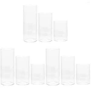 Ljushållare Glass Cup Holder Cylinders Candleholders Pelar Clear Clear Hushållens nyanser Täckbordstopp