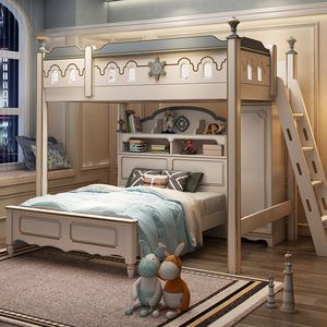 Kinder im koreanischen Stil Kinder Bett aristokratisch massives Holz koreanische Etagen Kinder Bett Schreibtisch Garderobe Süßes beleuchtetes Enfant Schlafzimmer Möbel Wz