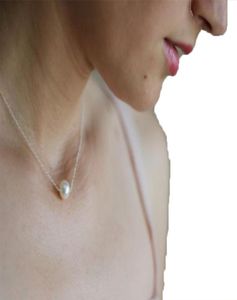 5st Simple White eller Ivory Pearls Halsband Söt cirkel Rund pärlhalsband med guld silverkedja för kvinnor bröllopsfest1240240