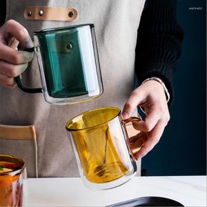 Vinglasögon Nordiska färgglada innovativa dubbla väggisolerade glasskoppvärmebeständiga för te kaffe latte espresso ised diskmaskin muggar