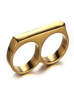 En rostfritt dubbelfingertillbehör Strange Doctor Men039S smycken Fashion Simple Titanium Steel Ring EGWK7136076