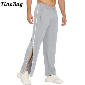 Spodnie mężczyźni Sheer Sport Spodnie moda boczne sutefiki sukienki swobodny podzielone spodnie miękkie oddychające fitness Sport dna do wspinaczki