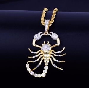 Animal Scorpion Hip Hop Anhänger mit 18 Karat Gelbgold Halskette Kubikzircon Men039s Halskette Schmuck für Geschenk5745928