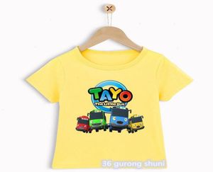 T-shirts de menino Funny Tayo e Little Friends Cartoon Print Shert Fashion Trend Baby Tops Amarelo Tops9969198