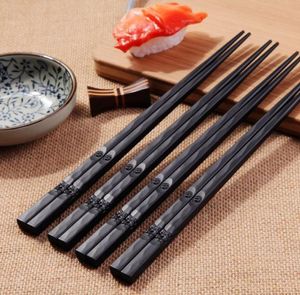 Glasfiberlegeringstickor Svart återanvändbar diskmaskin Safe Sushi Fast Food Noodles Chop Sticks Chinese Cutlery5168074