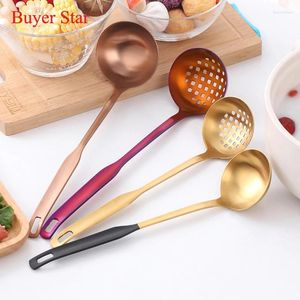 Spoons 1PCS Long Handle MaBlue Set Stainless Steel Gold Soup Ladle Spoon Colander High Quality Kitchen Tools