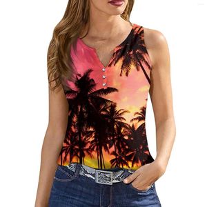 Magliette da donna canotta da donna top top v collo di base hawaii casual fluido senza maniche estate calibro laterale profondo per donne camisetas