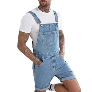 Macacão masculino jeans de jeans dungaree mini shorts de macacão de mangas de babador jeans calças calças de calça s3xl para frete grátis 2023