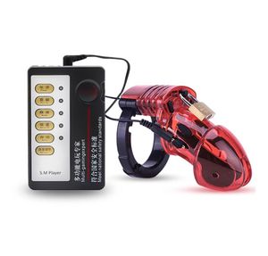 Massage Electric Shock Gage Cock Cage Mash Mash Device Sex Toys Sex Cage con anello di cazzo vibrante dell'ospite per Men2452230