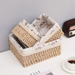 Caixa de armazenamento feita à mão Roupa de papel cestas de papel cestas de mesa de mesa