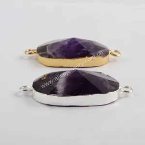 Anhänger Halsketten natürlicher Amethysten Stein Faktor Stecker Golden/Silber Farbe DIY Halskette Armbandschmuck Accessoires für Frauen Geschenke