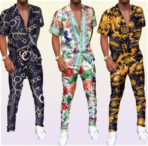 Vintage Printed Mens Tracksuits Mode Casual Short Sleeve Shirts und Long Hosen Outfits Sommer zweiteiliger Sets6118073