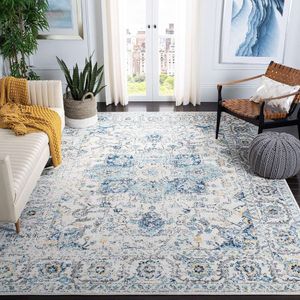 Safavieh Madison Silver och Ivory Snowflake Medallion Distressed Design Rug - 203x240cm, lätt att ta hand om områden med hög trafik, mycket hållbar