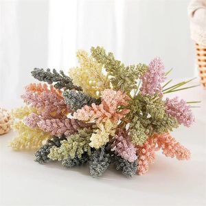 Decorative Flowers 12 Pcs /Bundle PE Lavender Artificial Flower Wholesale Plant Wall For Wedding Home Decoration Material Diy Fake