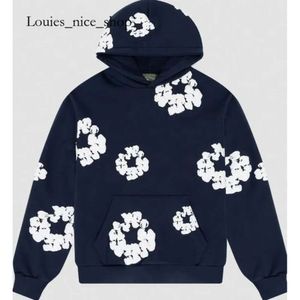 Demin lágrima calça de inverno de outono de inverno Readymade Flower Flor Denim Hoodie imprimido Hoodies de pulôver angustiado solto com capuz de goleto de 24sss designer 266