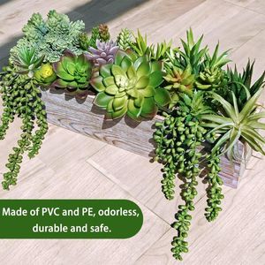 Dekorativa blommor 19pcs Green Diy Garden Fake Plant Home Decor Artificial Succulent Opoted Desktop Office Mini Indoor Outdoor Realistic