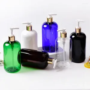 Garrafas de armazenamento 12pcs 500 ml garrafa de plástico vazio com bomba de ouro para chuveiro gel de gel prensa recarregável shampoo de shampoo cosmético