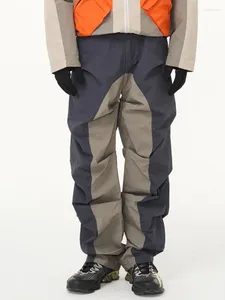 Men's Pants Techwear Style Pleated Accumulation Stitching Contrast Color Three-Dimensional Cut Casual Overalls Trousers