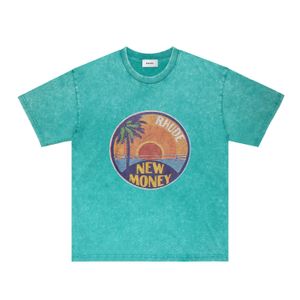 RHude T-Shirts Designer T-Shirts für Männer und Frauen Trendmarke Kleidung Sommer-Shorts ZRH025 Sonnenuntergang Wash, um alte Kurzarm-T-Shirt Vintage Size S-XXL zu machen