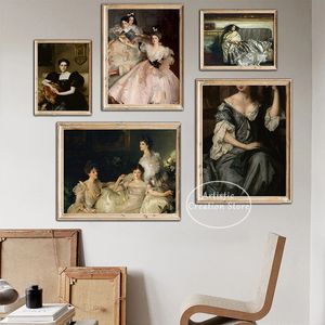 Victorian Royalcore Gallery Woman Wall Poster Canvas Prints Målar Väggkonst Bilder vardagsrum Vintage Estetik heminredning