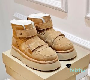 Designer Boots Australia Snow Bot gruba podeszła na rzep krowi botki damskie botki UG Snow But Kobieta prawdziwa wełna super ciepłe botki modowe Rozmiar 35-40