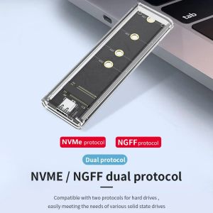 Gabinete RGB M.2 NVME NGFF CASO DE SSD EXTERNO USB TIPO C CASA DE DISCO DE RUIÇÃO 10 GBPS PCIE SOLIDE