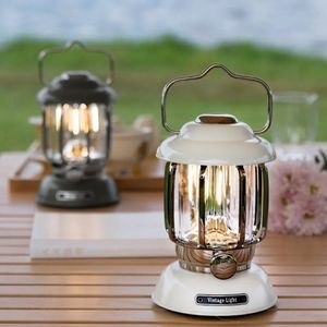 Utomhus camping Lantern Portable USB laddningsbar lampa Retro LED -ljus för akutfiske Vandring Tält Nattljus Vattentät 240329