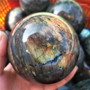 Dekorativa figurer 1 st vackra naturliga Labradorite Stone Sphere Healing Decoration Crystal Balls 75mm-90mm