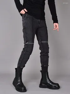 Pantaloni da uomo pantaloni uomini autunno inverno decorazione con cerniera slim jeans corsetto versione coreana di tutti i casual abbinati affusolati