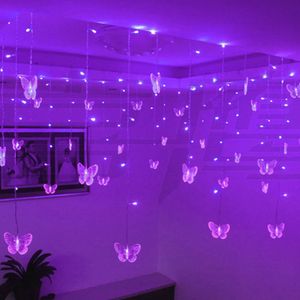 220V 110V 3.5M Butterfly LED CARTAIN LIGHT GARLAND GARLAND LED String Fairy Lights for Holiday حفل زفاف المنزل 240329