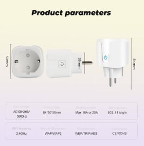 Power Energy Monitor 16A UE UK 10A US WiFi Smart Plug Socket Adapter SmartLife APP VOCE Controllo funziona con Alexa Google Home6532512