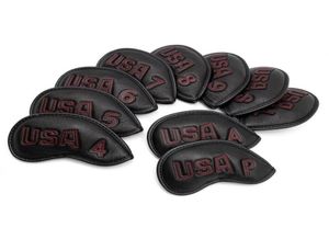 Golf Club Iron Cover Headcover USA Redwhite Dikiş Golf Demir Kafası Kapakları Golf Kulübü Demir Headovers Kama Kapakları 10 PCSSET 228480076