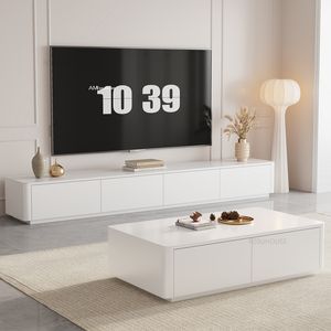 Light Luxury Slate TV Stands Coffee Table Set Minimalist Modern Living Room TV Cabinets Minimalist Solid Wood Floor Wall Cabinet