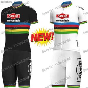 Cykeltröja sätter 2023 Världsmästare Mathi van der Poel Cycling Jersey Mens Set Cycling Clothing Bicyc Bib Shorts Mtb Road Bike Shirt Suit L48
