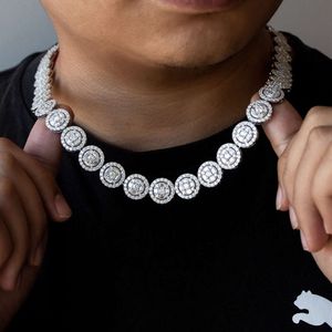 Mężczyźni ciężka biżuteria Diamentowy hip -hop szterling sier 13 mm tenis lodowany w VVS moissanite link łańcuch