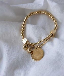 Rostfritt stål kulpärlor armband för kvinnor cirkel tagg charm strand 214t1808859