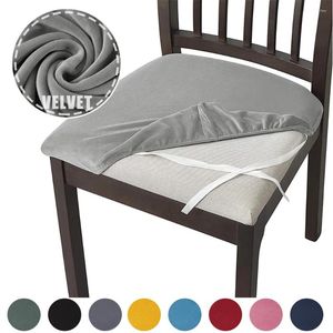 Крышка стулья мягкое бархатное сиденье Soild Color Spandex подушка для столовой свадебной моют съемные покрытия скольжения