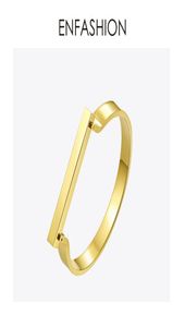 Enfashion personalisierte benutzerdefinierte gravave name flache balkenmanschette Armband Goldfarbe Armbänder für Frauen Armbänder Armreifen J1907191644622