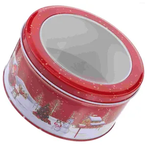 Storage Bottles Christmas Tin Box Clear Container Lid Candy Jar Cookie Containers Iron Child Biscuit