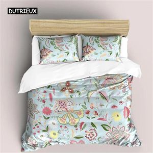 Set di biancheria da letto piccola copertura per piumone fresca fresca set di fiori con trapunti floreali botanici per la camera da letto per bambini per bambini