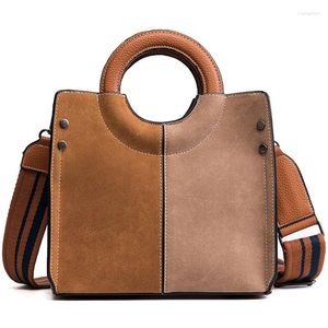 Bolsas de ombro 2024 anel de emenda fosco portátil portátil Large Feminino Versão coreana Contraste Retro Wide Strap Single Messenger Bag